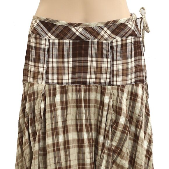 Free People Whitestone Plaid Midi Skirt Bicolor Printed High Low S New 283590 - Picture 2 of 4